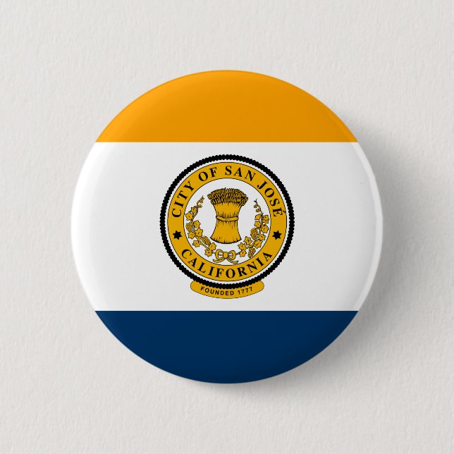 Flag of San Jose, California  6 Cm Round Badge (Front)