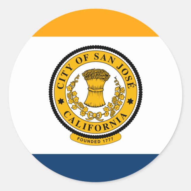 Flag of San Jose, California Classic Round Sticker (Front)