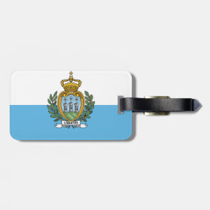 Flag of San Marino Luggage Tag w/ leather strap