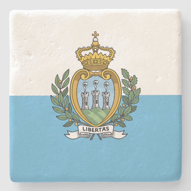 Flag of San Marino Stone Coaster (Front)