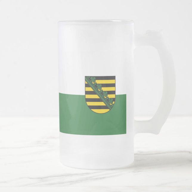 Flag of Saxony Frosted Glass Beer Mug (Right)