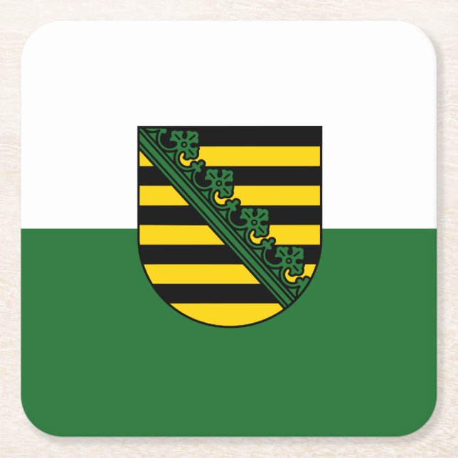 Flag of Saxony Square Paper Coaster (Front)