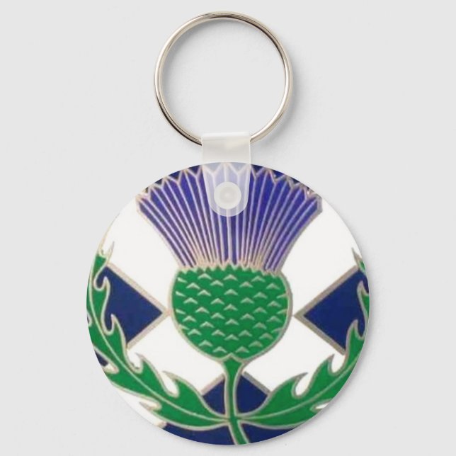 Flag of Scotland and Thistle Key Ring (Front)