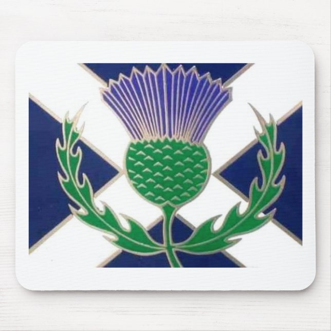 Flag of Scotland and Thistle Mouse Mat (Front)
