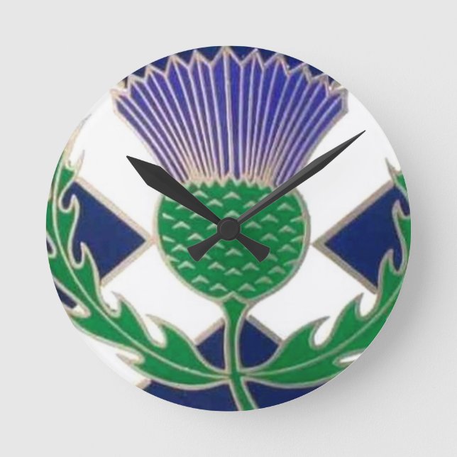 Flag of Scotland and Thistle Round Clock (Front)