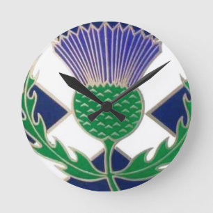 Flag of Scotland and Thistle Round Clock