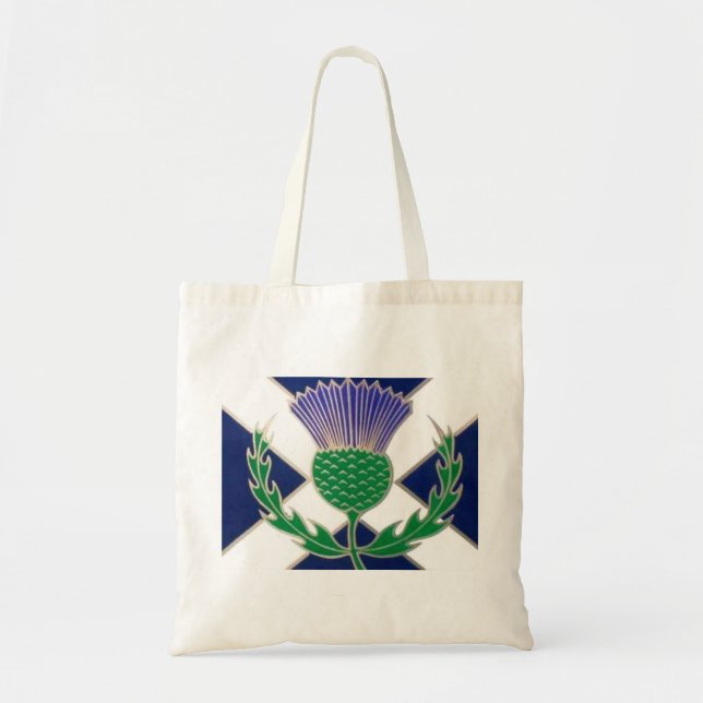 Flag of Scotland and Thistle Tote Bag (Front)