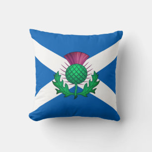 Flag of Scotland with Thistle superimposed Cushion