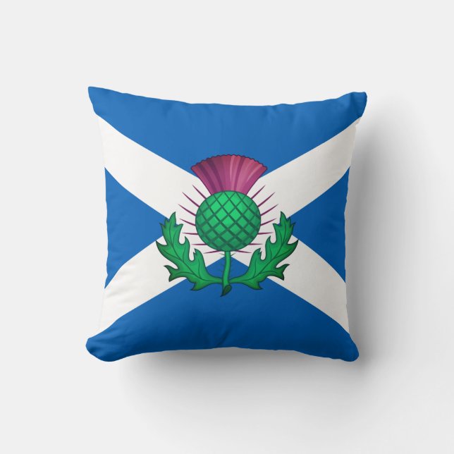 Flag of Scotland with Thistle superimposed Cushion (Front)