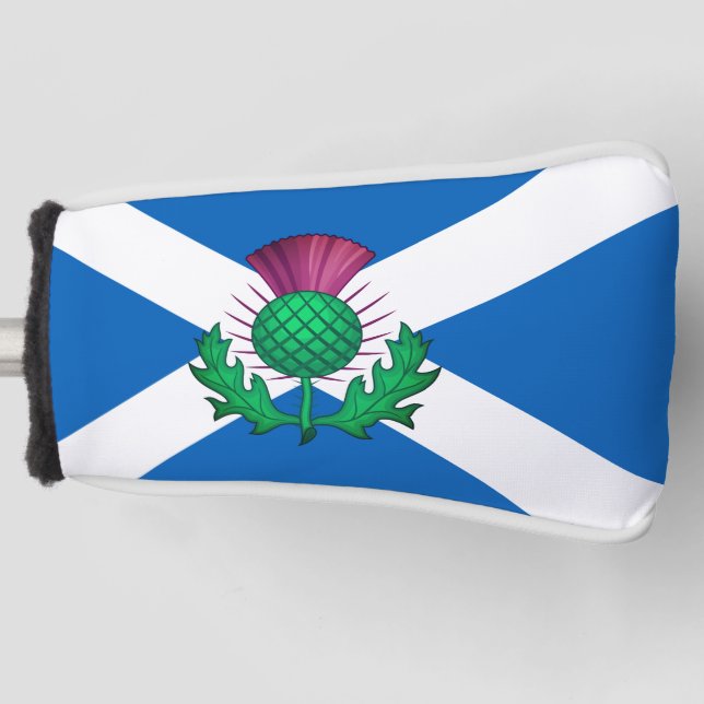 Flag of Scotland with Thistle superimposed Golf He Golf Head Cover (Front)