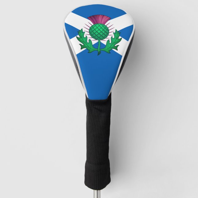 Flag of Scotland with Thistle superimposed Golf Head Cover (Front)