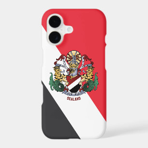 Flag of Sealand, with coat of arms superimposed