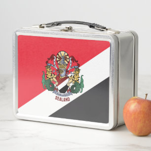 Flag of Sealand, with coat of arms superimposed Metal Lunch Box