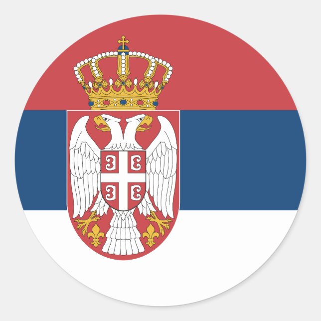 Flag of Serbia Classic Round Sticker (Front)