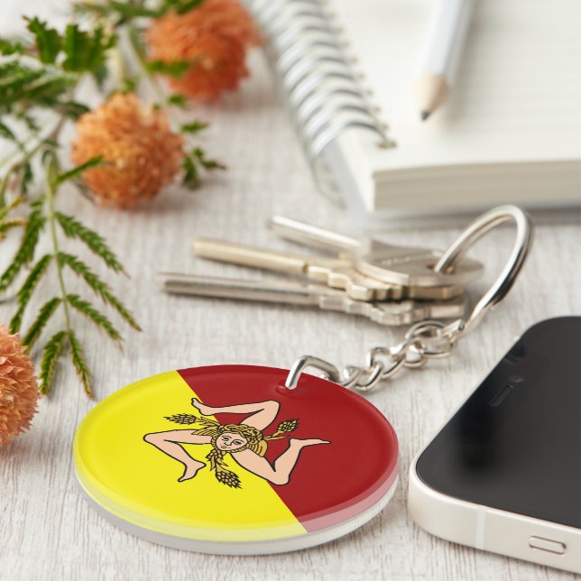 Flag of Sicily (Italy)  Key Ring (Front Right)