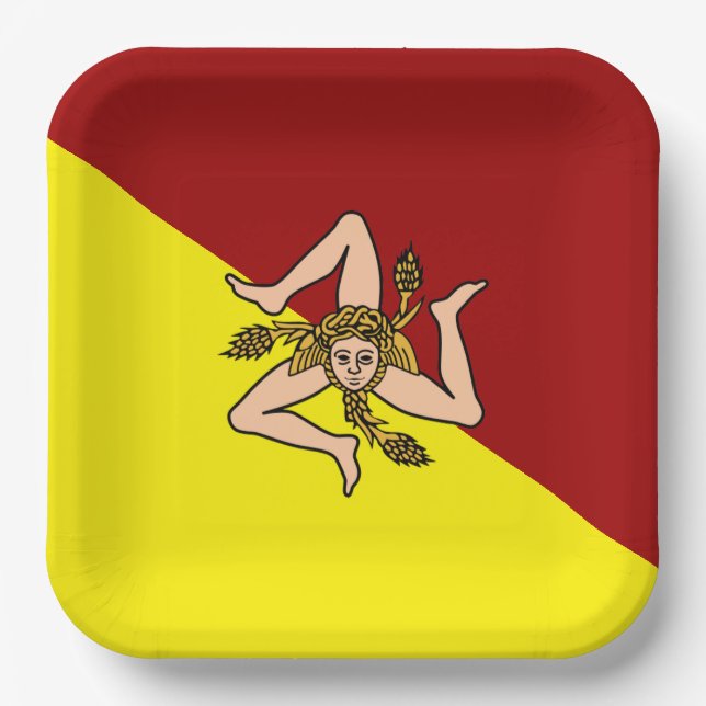 Flag of Sicily (Italy)  Paper Plate (Front)