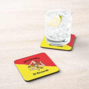 Flag of Sicily Red and Yellow Trinacria Coaster