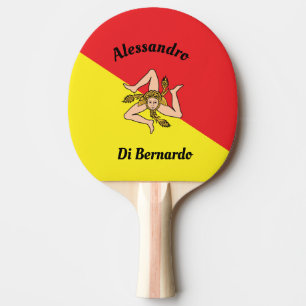 Flag of Sicily Sicilian Custom Trinacria Design Ping Pong Paddle