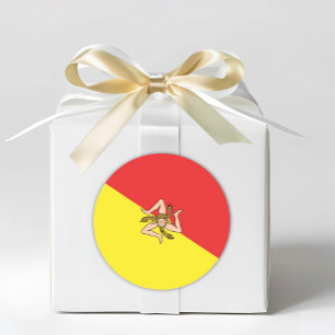 Flag of Sicily - Sicilian Envelope or Favor Classic Round Sticker