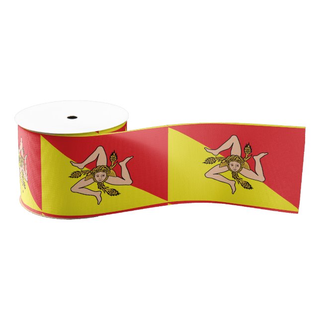 Flag of Sicily Trinacria Yellow & Red Grosgrain Ribbon (Spool)