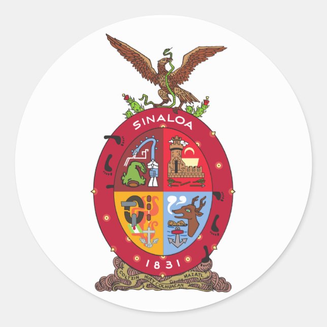 Flag of Sinaloa Classic Round Sticker (Front)