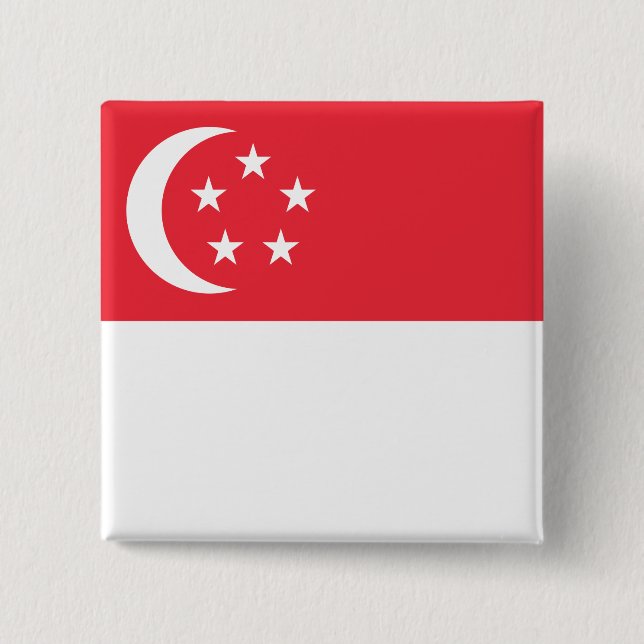 Flag of Singapore 15 Cm Square Badge (Front)