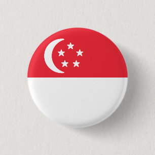 Flag of Singapore 3 Cm Round Badge