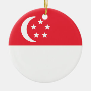 Flag of Singapore Ceramic Tree Decoration