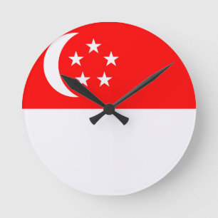 Flag of Singapore Round Clock