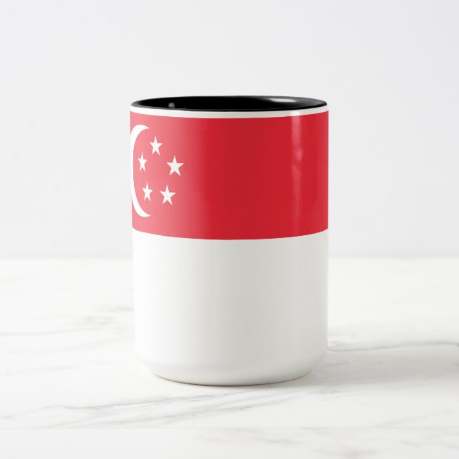 Flag of Singapore Two-Tone Coffee Mug (Center)
