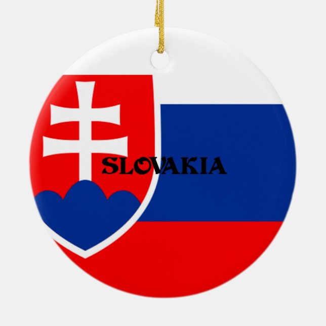 Flag of Slovakia Ceramic Tree Decoration (Back)