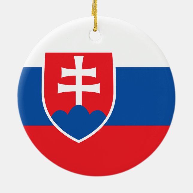 Flag of Slovakia Ceramic Tree Decoration (Back)
