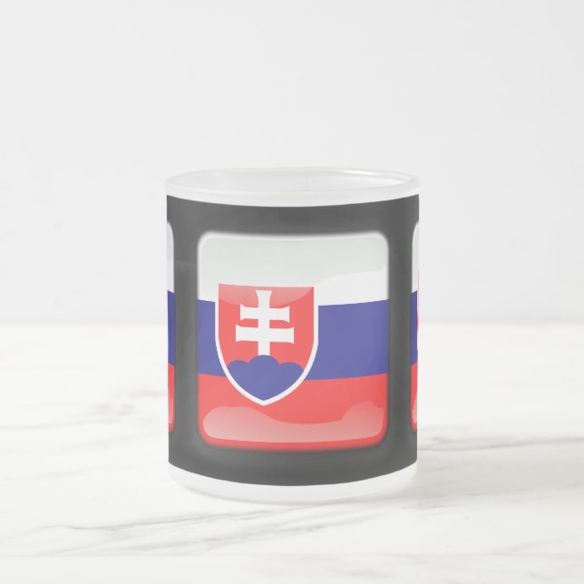 Flag of Slovakia Frosted Glass Coffee Mug (Center)
