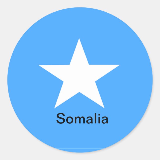 Flag of Somalia, labelled, Classic Round Sticker (Front)