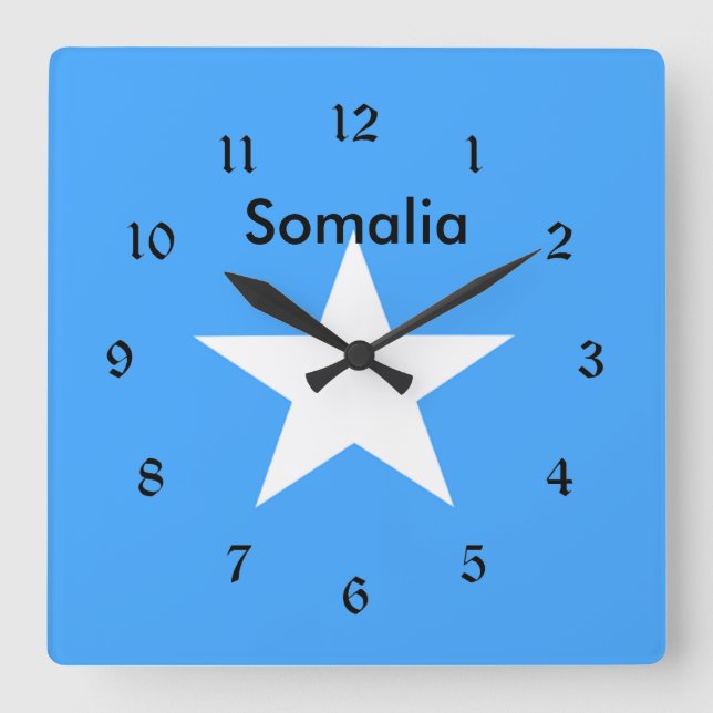 Flag of Somalia, labelled Square Wall Clock (Front)
