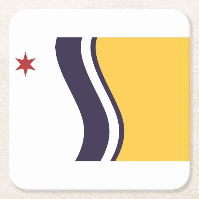 Flag of South Bend, Indiana Square Paper Coaster (Front)