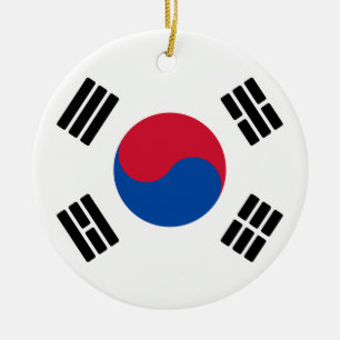 Flag of South Korea Ceramic Tree Decoration
