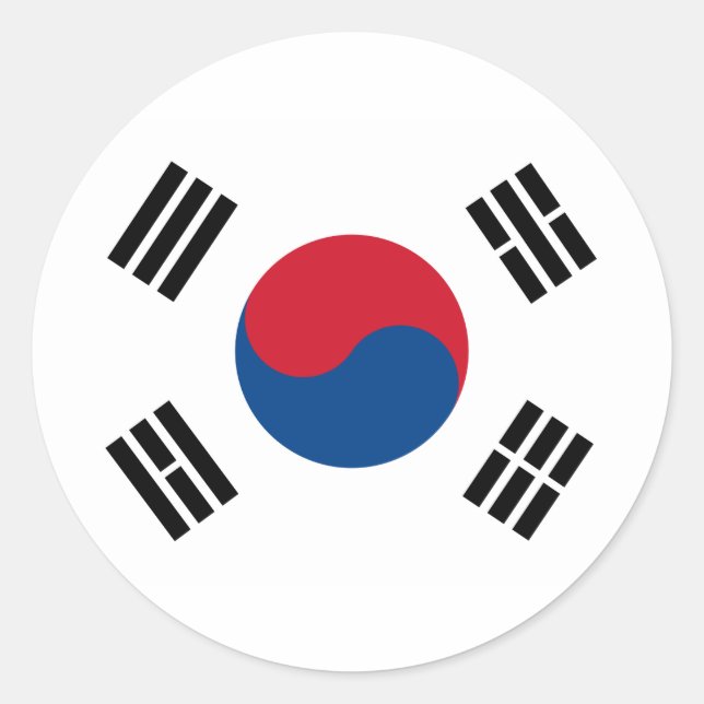 Flag of South Korea Classic Round Sticker (Front)