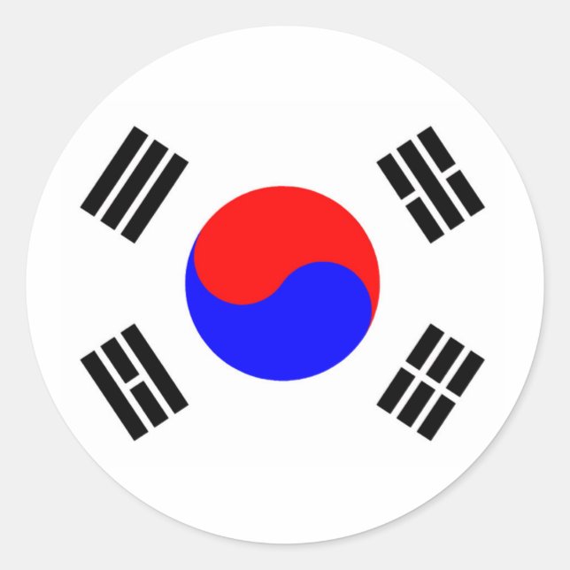 Flag of South Korea Classic Round Sticker (Front)