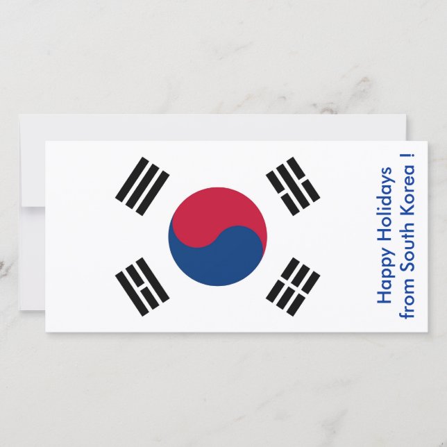 Flag of South Korea, Happy Holidays from Korea Holiday Card (Front)