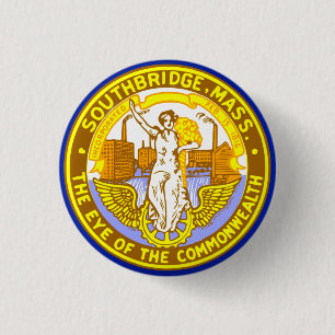 Flag of Southbridge, Massachusetts 3 Cm Round Badge