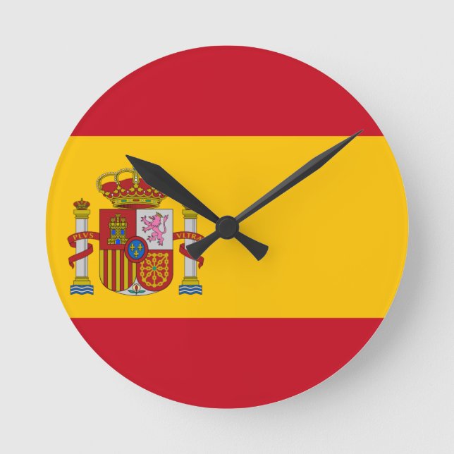 Flag of Spain - Bandera de España - Spanish Flag Round Clock (Front)
