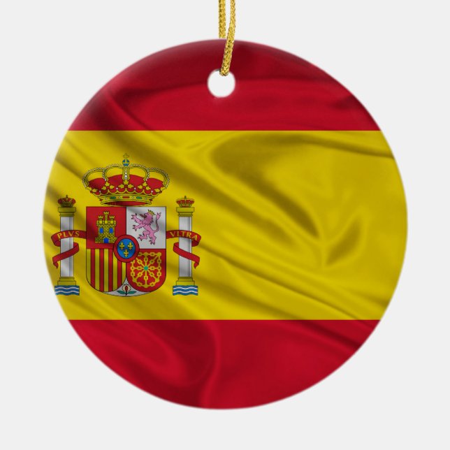 Flag of Spain Ceramic Tree Decoration (Front)
