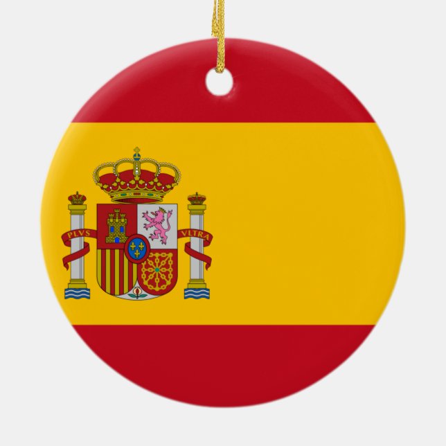 Flag of Spain Ceramic Tree Decoration (Back)