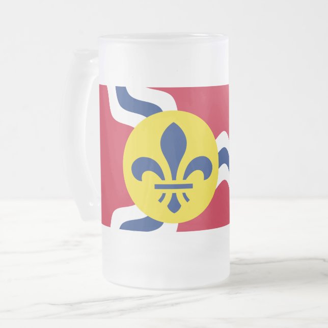 Flag of St. Louis, Missouri Round Pillow Frosted Glass Beer Mug (Front Left)