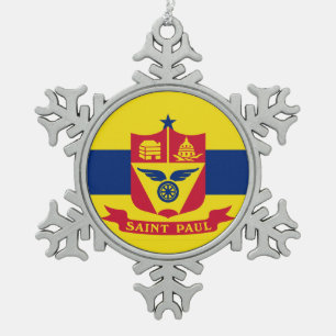 Flag of St Paul, Minnesota Snowflake Pewter Christ Snowflake Pewter Christmas Ornament