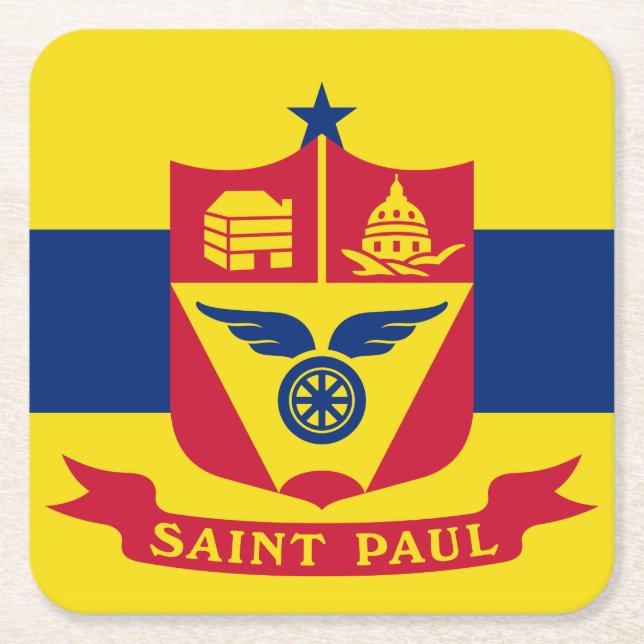 Flag of St Paul, Minnesota Square Paper Coaster (Front)