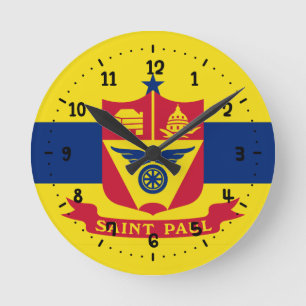 Flag of St Paul, Minnesota Square Wall Clock