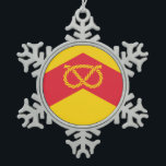 Flag of Staffordshire, Snowflake Pewter Christmas Ornament<br><div class="desc">Snowflake Ornament with design with a flag of historic county of Staffordshire,  in England,  Great Britain; gold flag with chevron with Stafford knot</div>