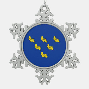 Flag of Sussex Snowflake Pewter Christmas Ornament